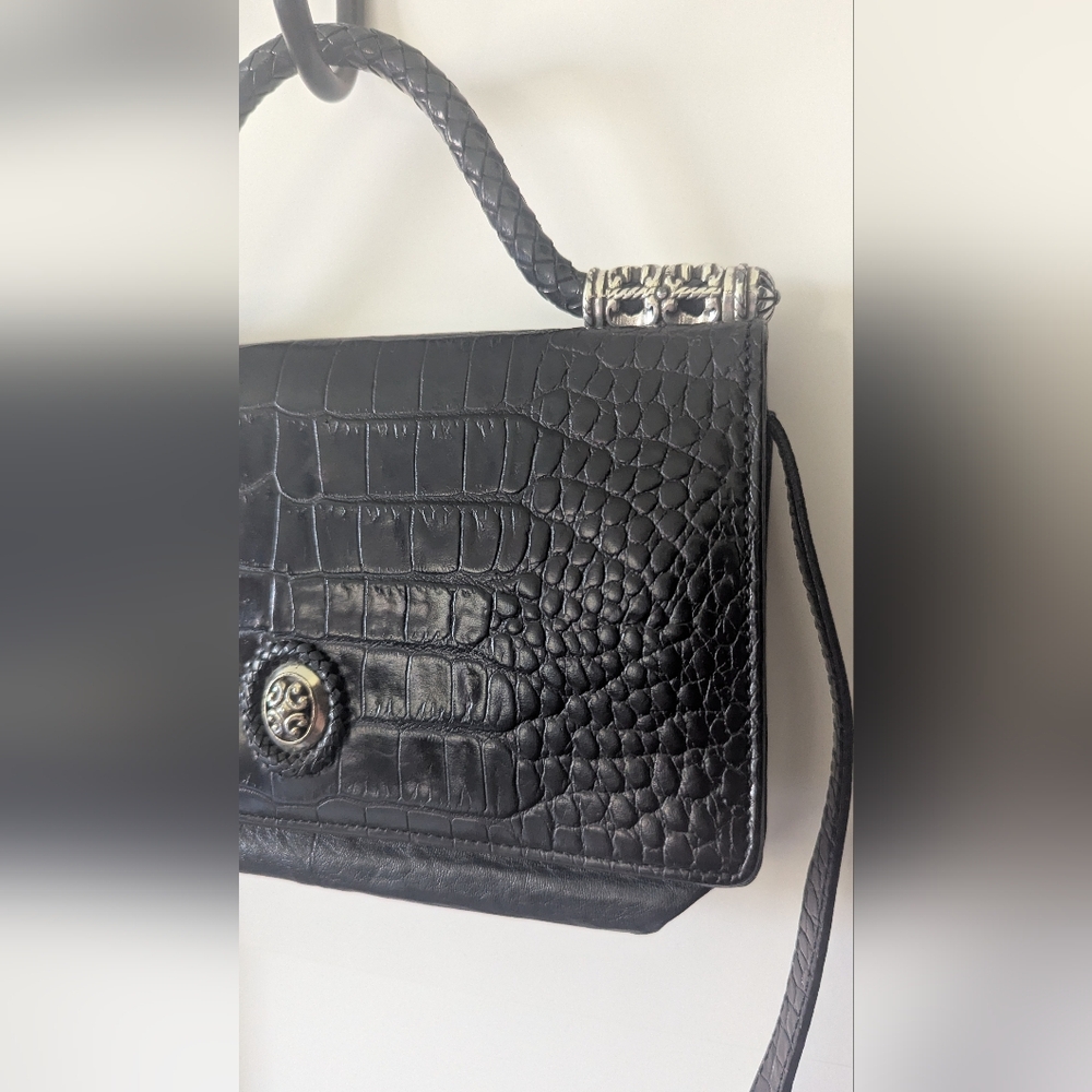 Brighton Crossbody Wallet w/ Removable Shoulder Strap Black Crocodile Texture - Picture 4 of 16